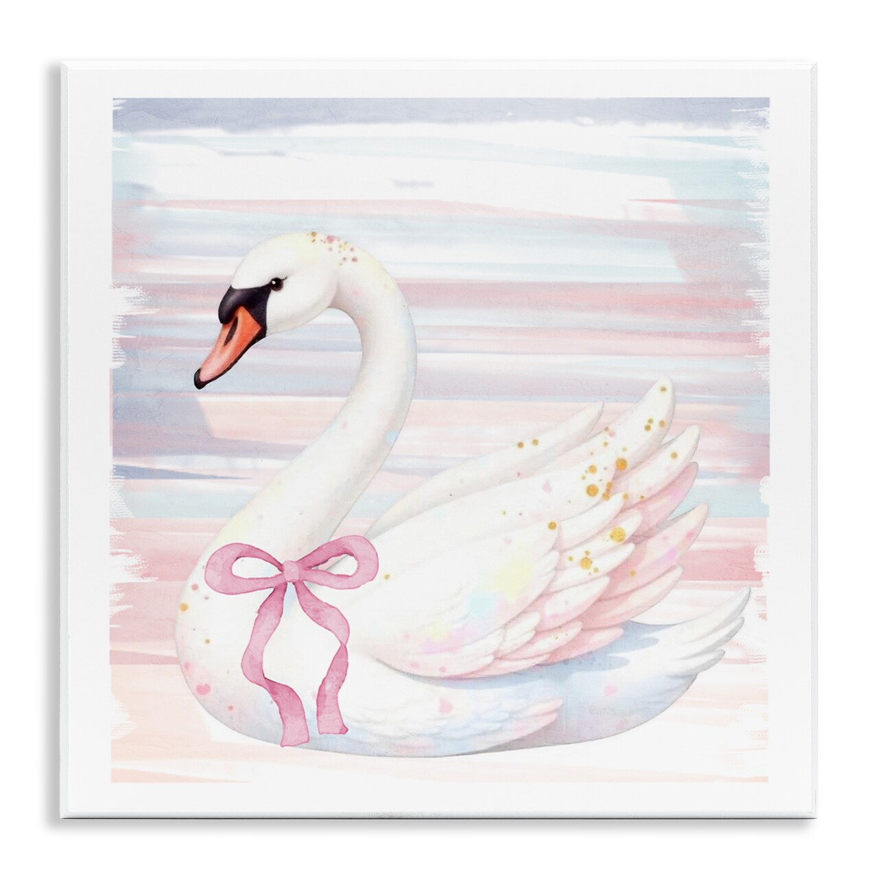 Stupell Industries Pastel Swan with Ribbon Wall Plaque, design by Kim Allen